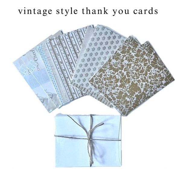 vintage style with gold foil thank you cards & envelopes set of 16 - Picture 1 of 15
